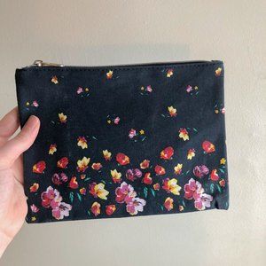Navy + Floral Zippered Pouch